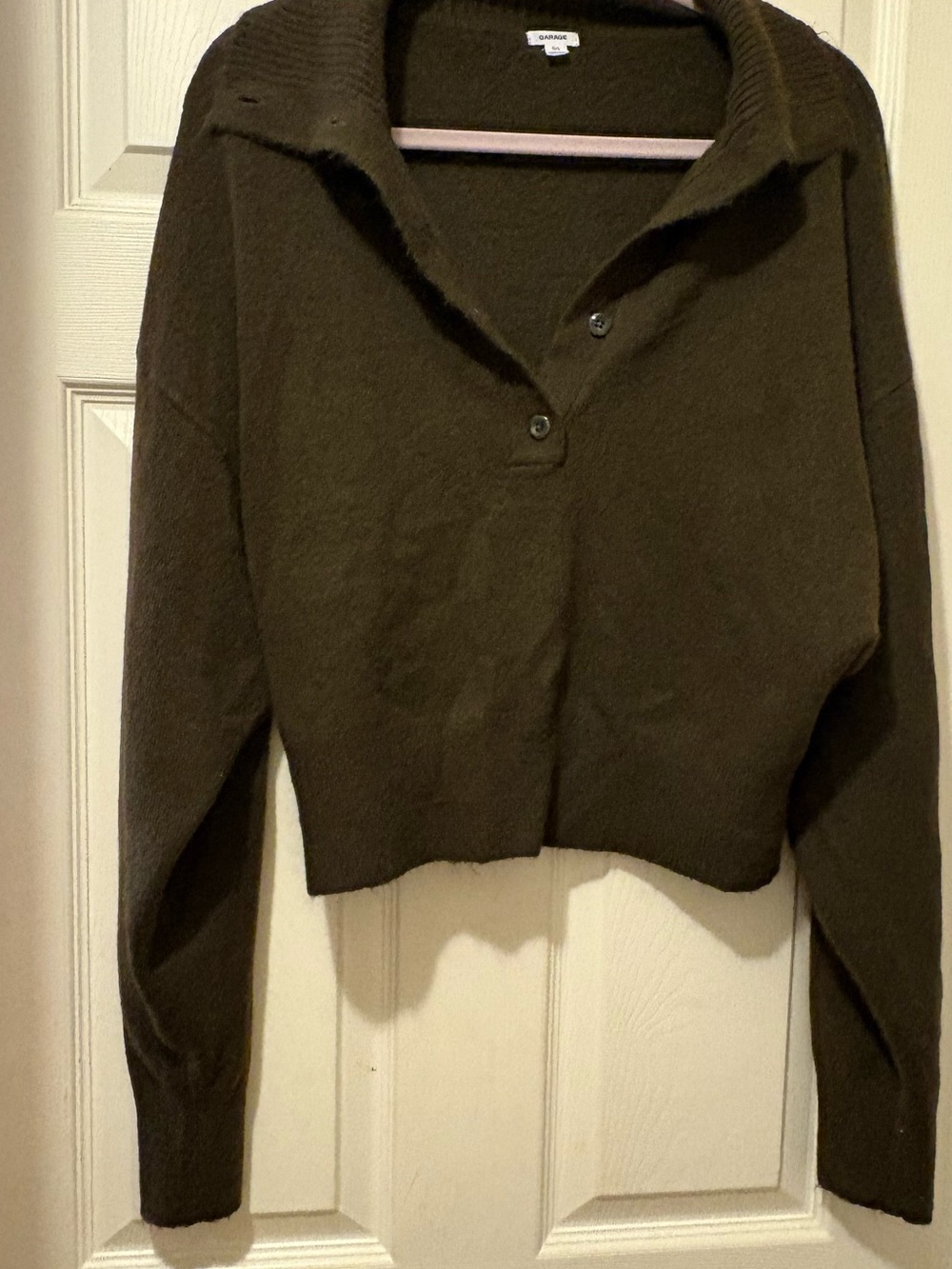 Garage olive green Collared Knit Sweater - Women's